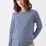 Claudette Long Sleeve Nursing Top (Navy Stripe) | Ripe Maternity