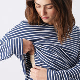 Claudette Long Sleeve Nursing Top (Navy Stripe) | Ripe Maternity