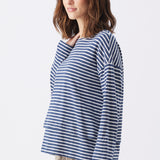 Claudette Long Sleeve Nursing Top (Navy Stripe) | Ripe Maternity