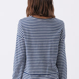 Claudette Long Sleeve Nursing Top (Navy Stripe) | Ripe Maternity