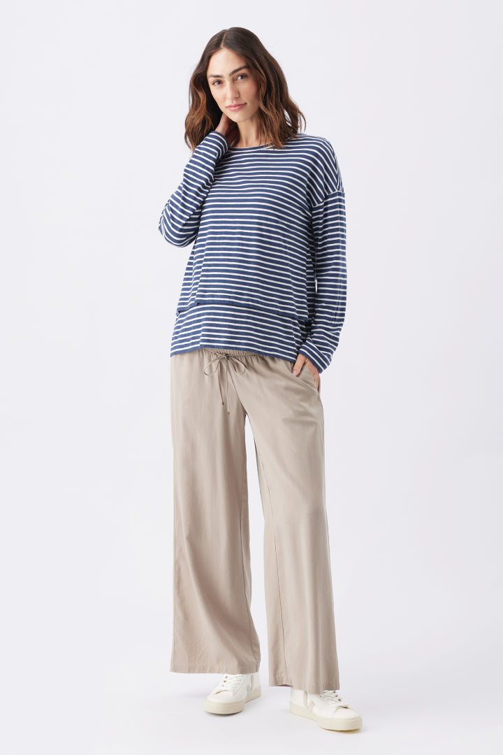 Claudette Long Sleeve Nursing Top (Navy Stripe) | Ripe Maternity