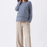 Claudette Long Sleeve Nursing Top (Navy Stripe) | Ripe Maternity
