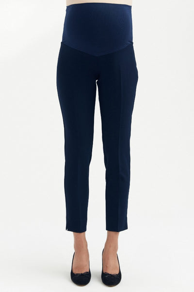 Waffle Slim Fit Ankle Trouser - Navy | CARRY | Maternity Pants Canada