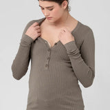 Zoe Button Up Nursing Knit - Olive | Ripe Maternity | CARRY | Maternity and Nursing Tops Canada