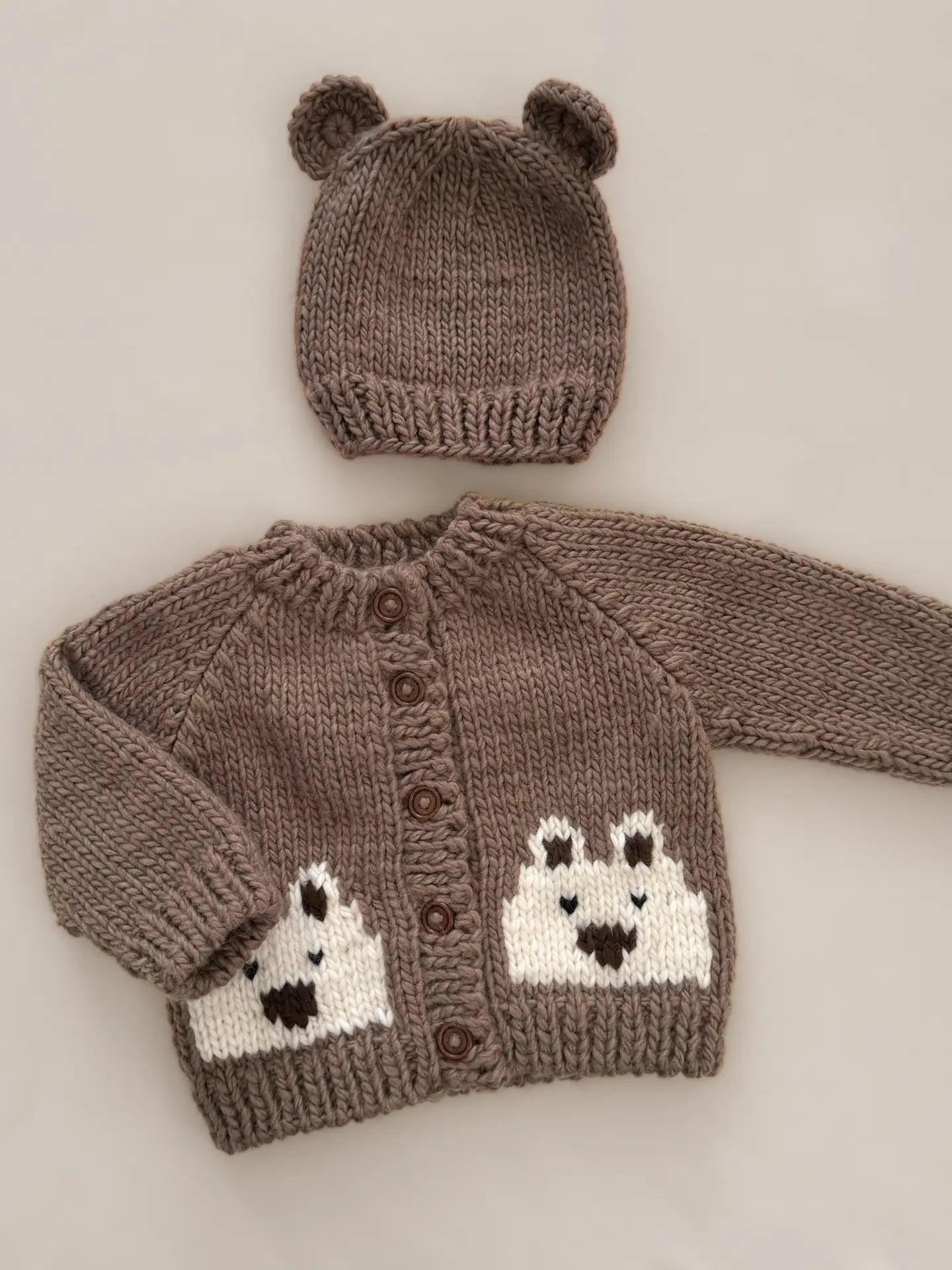 Bear Baby Cardigan (Tan) | The Blueberry Hill Canada