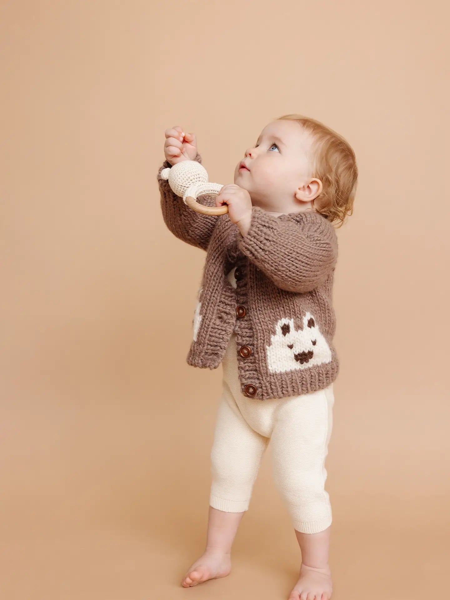 Bear Baby Cardigan (Tan) | The Blueberry Hill Canada