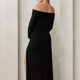 The Off The Shoulder Evening Dress (Black) | BUMPSUIT Canada