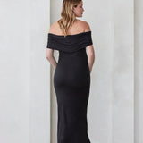 The Bianca Off The Shoulder Maternity Dress (Black) | BUMPSUIT Canada