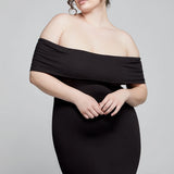 The Bianca Off The Shoulder Maternity Dress (Black) | BUMPSUIT Canada