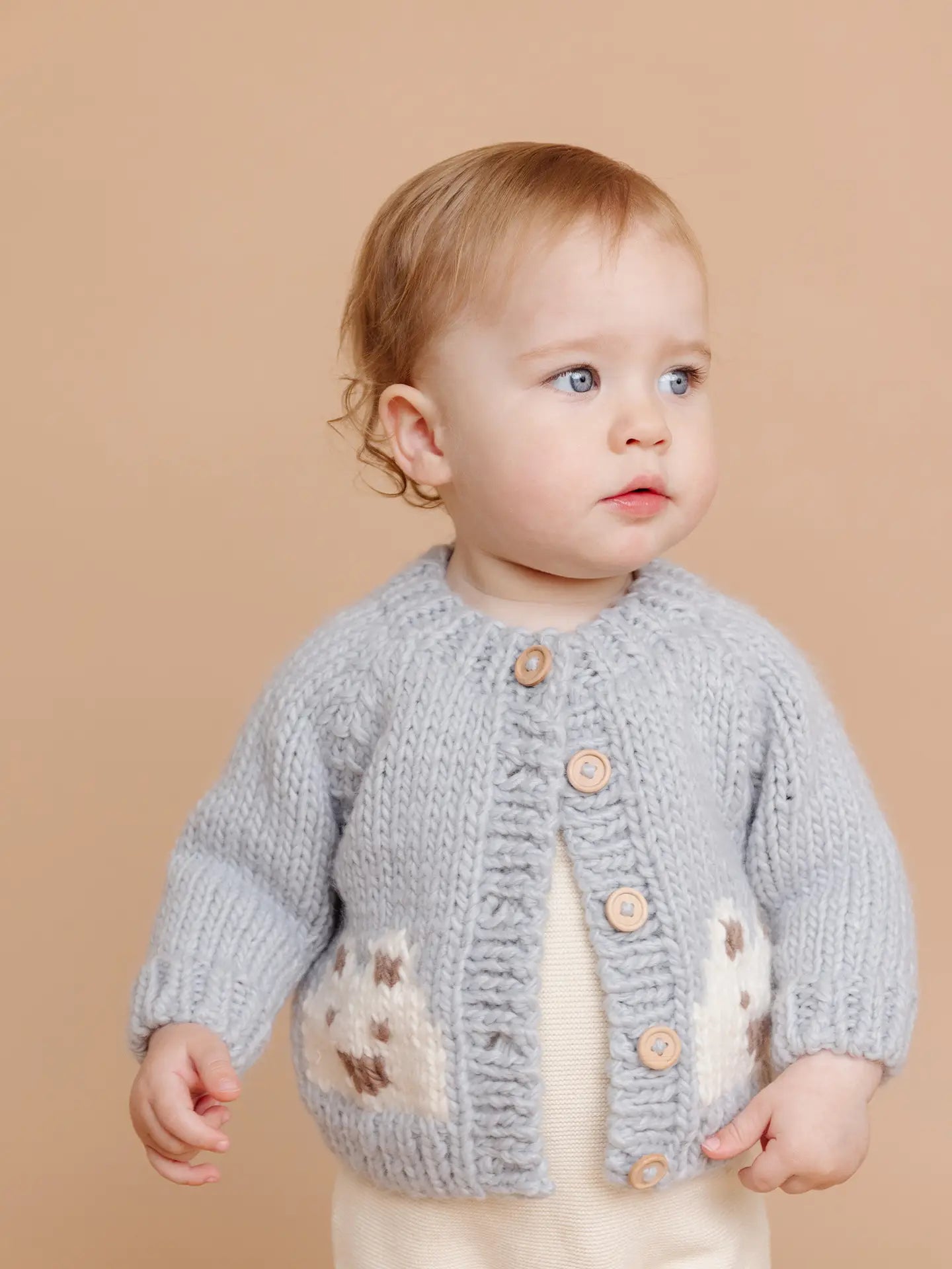 Bear Baby Cardigan (Bowie Grey) | The Blueberry Hill Canada