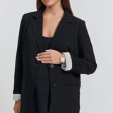 Relaxed Boyfriend Maternity Blazer (Black) | Legoe Heritage