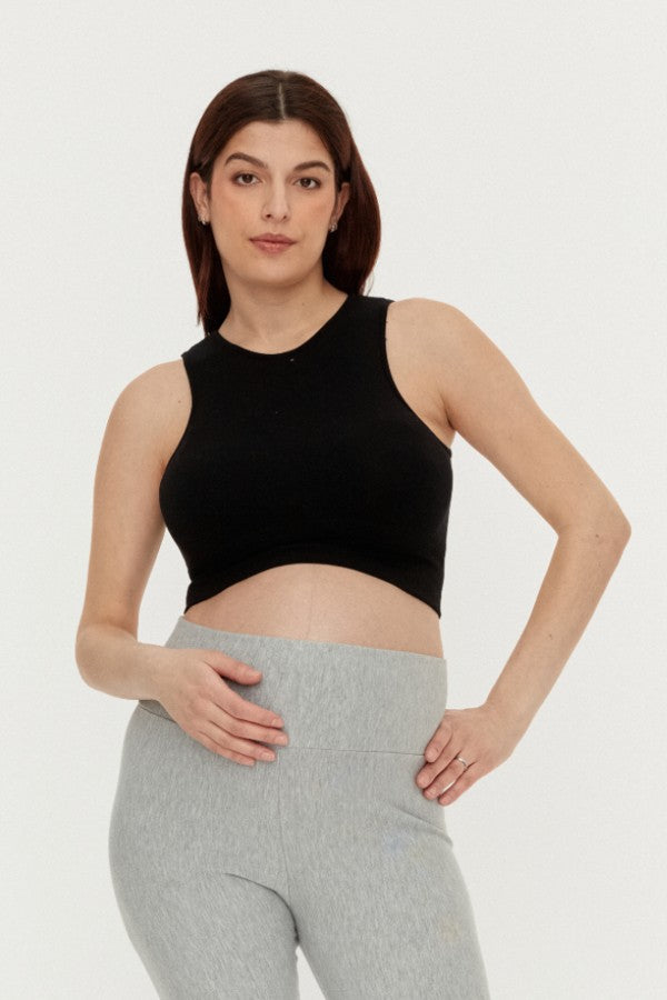 Bamboo High Neck Crop Tank