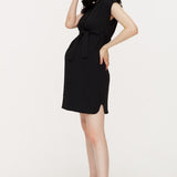 Belted Woven Dress | Black | CARRY Maternity | Maternity and Nursing Work Dress Canada