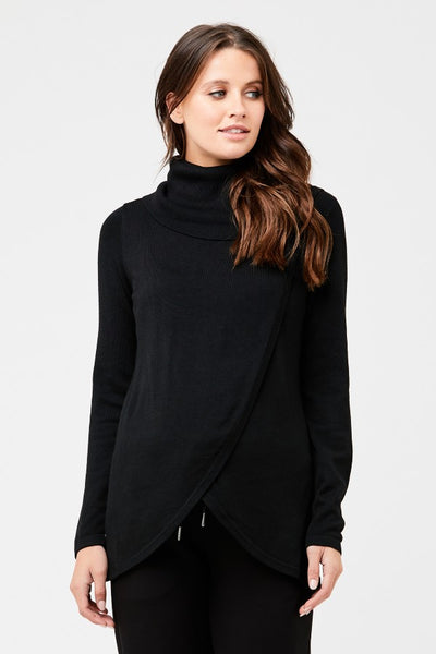 Black Cowl Neck Nursing Sweater | Ripe Maternity | CARRY | Toronto Canada