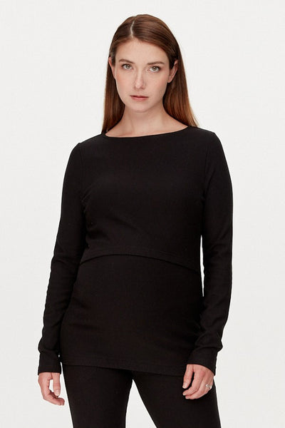 Cozy Fleece Black Split Front Maternity & Nursing Sweater | CARRY | Maternity Store Toronto Canada