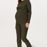 Cozy Fleece Forest Green Maternity Ankle Pant | CARRY | Maternity Store Toronto Canada