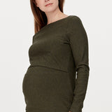 Cozy Fleece Forest Green Split Front Maternity & Nursing Sweater | CARRY | Toronto Canada