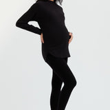 Black Cozy Fleece Side Zip Sweatshirt | CARRY Maternity | Maternity & Nursing Sweaters Canada