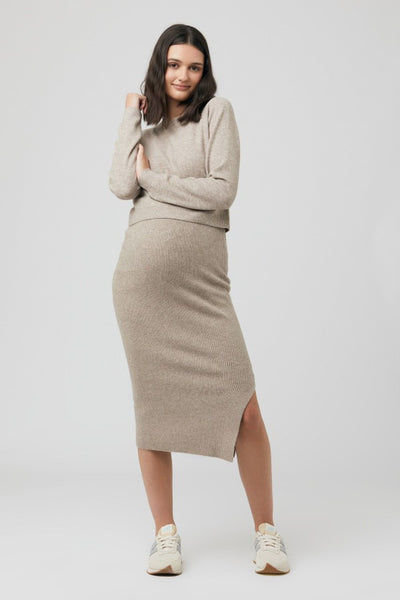 Dani Oatmeal Knit Maternity Skirt | Ripe | CARRY | Toronto Canada