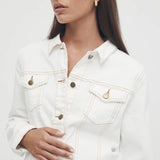 White Maternity Denim Jacket | Legoe Heritage | CARRY | Maternity Jackets Canada