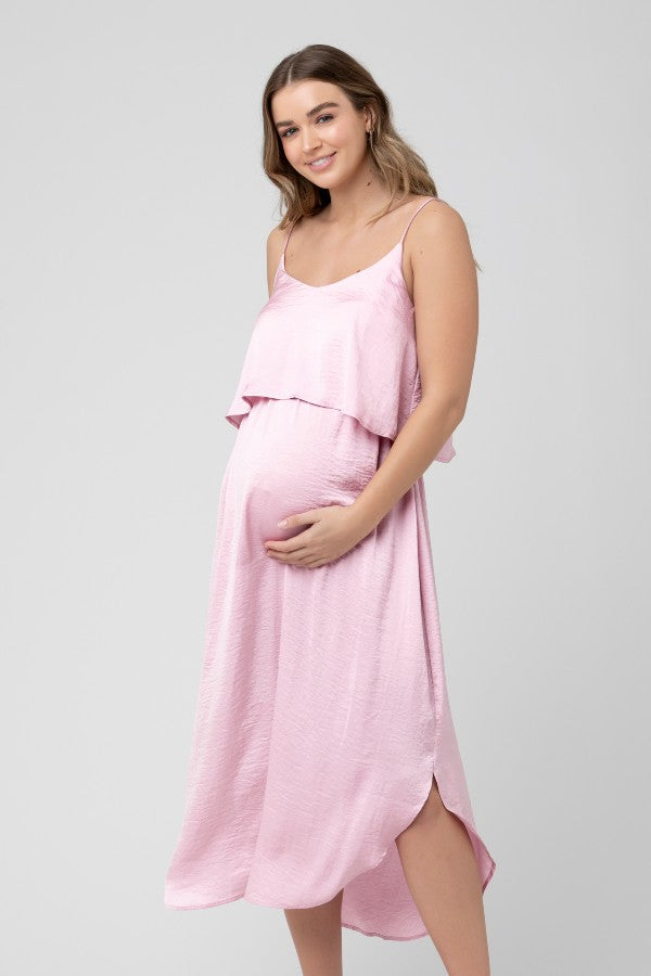 Loose Nursing Slip Dress with Breast Pad Maternity Underwear size M Color  Pink