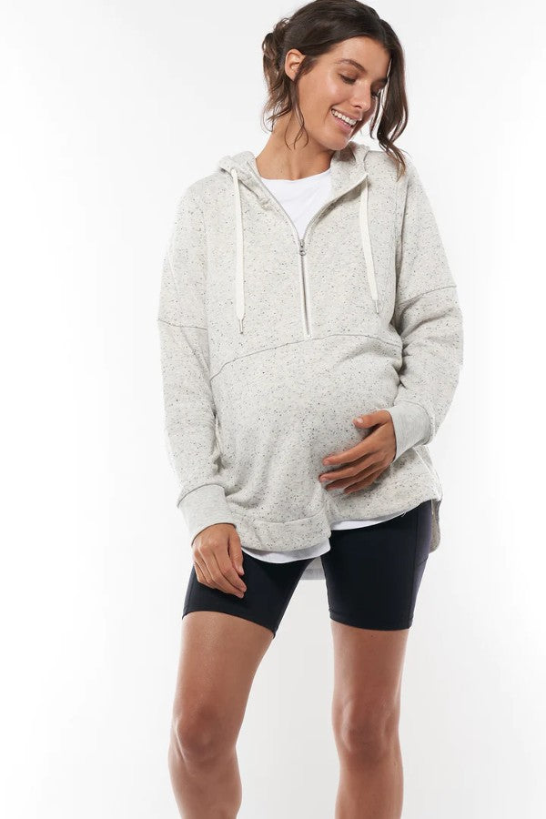 Run With Me Grey Fleck Maternity & Nursing Hoodie | Bae The Label | CARRY | Toronto Canada