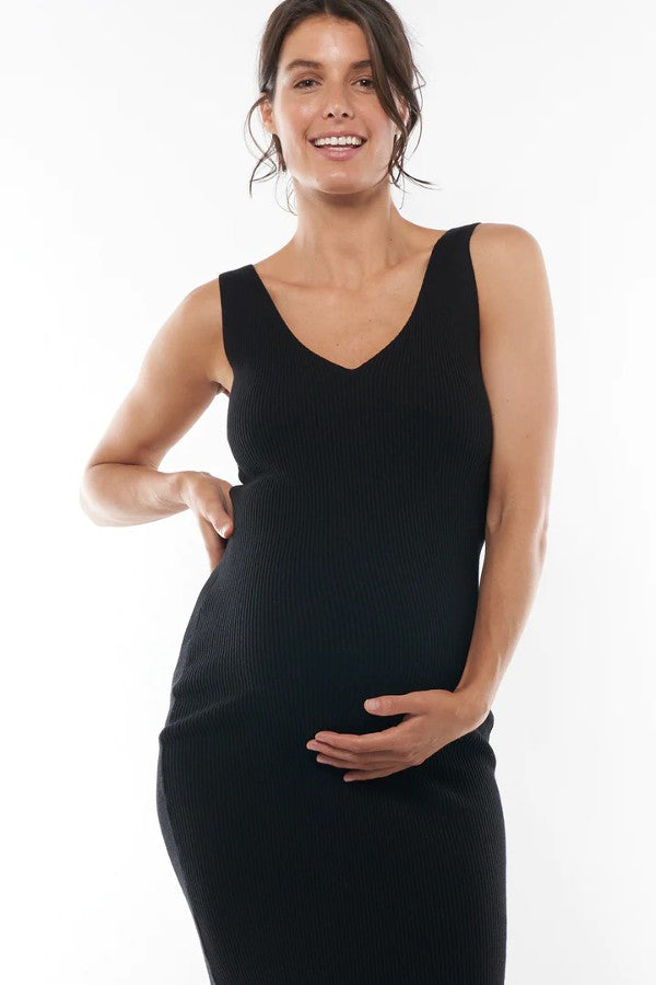 Serenity Black Sleeveless Knit Dress | Bae The Label | CARRY | Maternity Store Canada