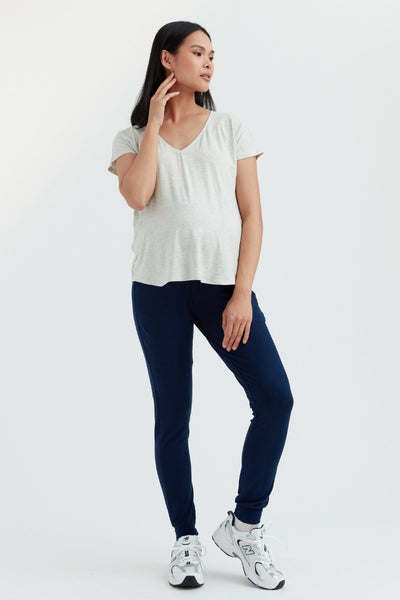 Soft Essential Bamboo Knit Pant | Navy | CARRY Maternity | Maternity Pants Canada