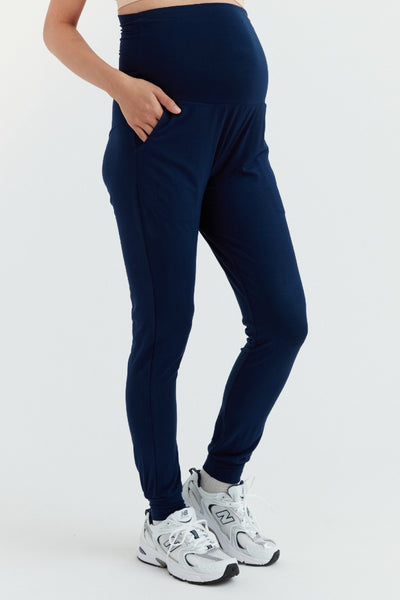 Soft Essential Bamboo Knit Pant | Navy | CARRY Maternity | Maternity Pants Canada
