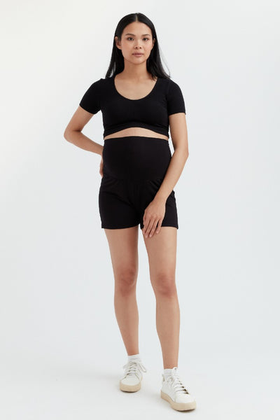 Soft Essential Bamboo Knit Short | Black | CARRY Maternity | Maternity Shorts Canada
