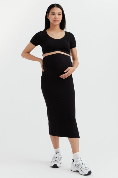Soft Essential Bamboo Knit Skirt | CARRY Maternity | Maternity Skirts Canada