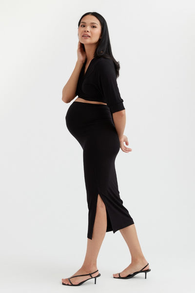 Soft Essential Bamboo Knit Skirt | CARRY Maternity | Maternity Skirts Canada