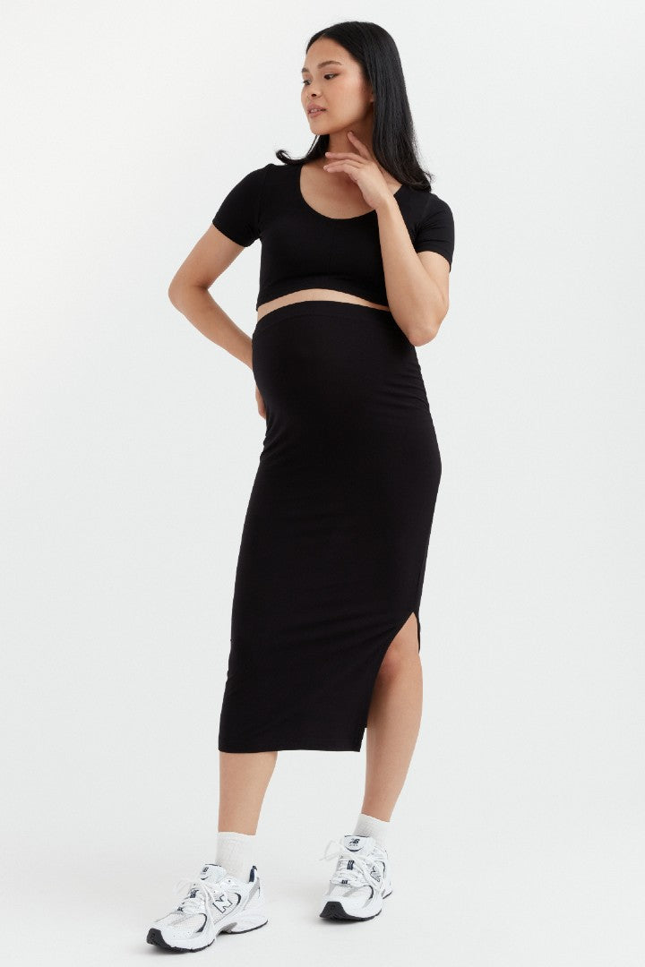Soft Essential Bamboo Knit Skirt | CARRY Maternity | Maternity Skirts Canada