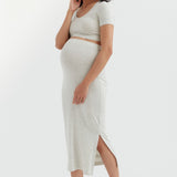 Soft Essential Bamboo Knit Skirt | Grey Mix | CARRY Maternity | Maternity Skirts Toronto Canada