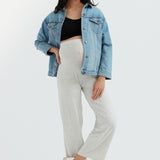 Soft Essential Bamboo Grey Mix Knit Wide-Leg Pant | CARRY Maternity | Maternity Pants Toronto Canada