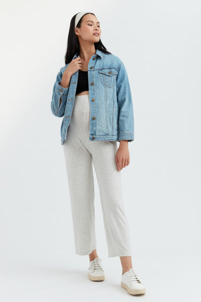 Soft Essential Bamboo Grey Mix Knit Wide-Leg Pant | CARRY Maternity | Maternity Pants Toronto Canada