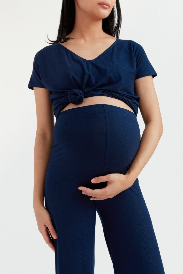 Jersey Knit Maternity Trousers with High Belly Band, Clément by ENVIE DE  FRAISE - navy blue