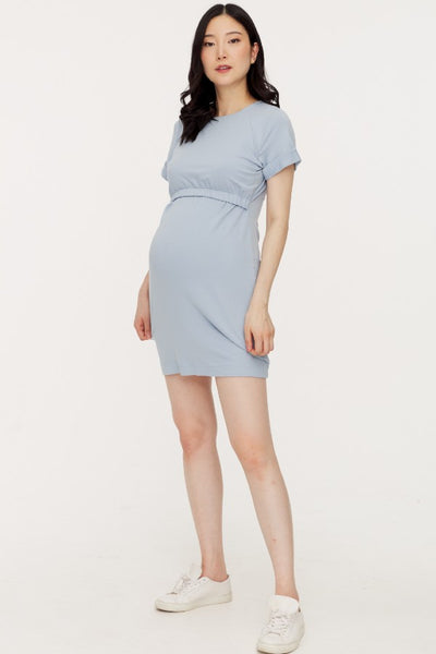 Sporty Terry Blue Maternity & Nursing Dress | CARRY | Toronto Canada