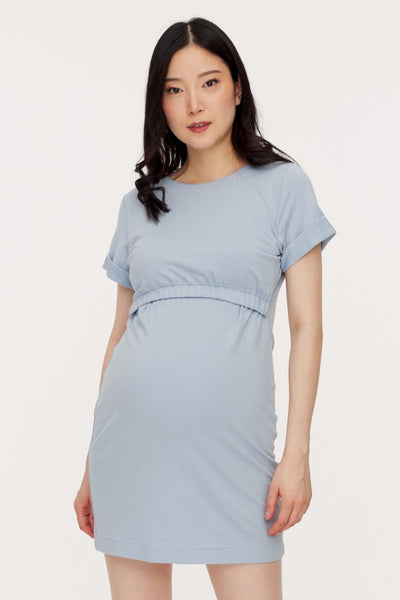 Sporty Terry Blue Maternity & Nursing Dress | CARRY | Toronto Canada