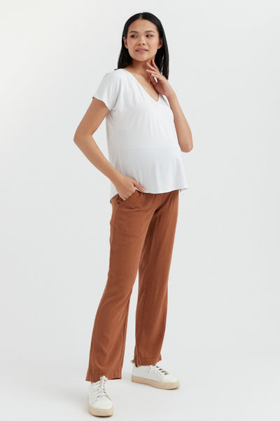 Tencel Wide-Leg Maternity Pant | Copper | CARRY Maternity | Maternity Pants Canada